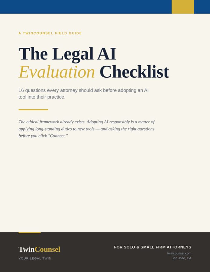 Cover of the Legal AI Evaluation Checklist field guide